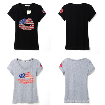 Printed mit Crystal Fashion kann benutzerdefinierte Baumwolle Sommer Großhandel Mädchen Tee T-Shirt
